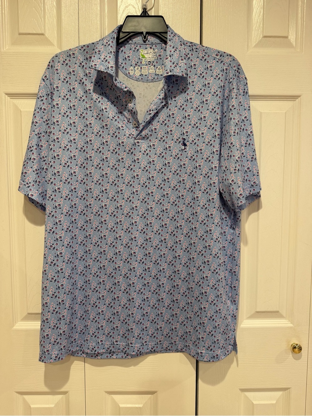 Tailorbyrd Sky Blue Micro Floral Polo